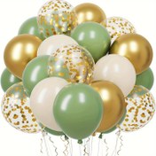 Resim 30 Paket Yeşil, Beyaz ve Altın Konfeti Lateks Balonlar - Dayanıklı İç/Dış Mekan Parti Dekoru Düğünler, Doğum Günleri, Gelin Duşları, Yıldönümleri, Mezuniyetler, Anneler Günü - Zarif Parti Malzemeleri Altın Detaylarla, Kutlama Aksesuarları, Etkinlik Dekorasyonları, Şenlikli Atmosfer, Parlak Yüzey, Çok Yönlü Dekorasyonlar, Parti Planlayıcıları 