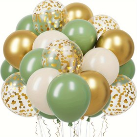 Resim 30 Paket Yeşil, Beyaz ve Altın Konfeti Lateks Balonlar - Dayanıklı İç/Dış Mekan Parti Dekoru Düğünler, Doğum Günleri, Gelin Duşları, Yıldönümleri, Mezuniyetler, Anneler Günü - Zarif Parti Malzemeleri Altın Detaylarla, Kutlama Aksesuarları, Etkinlik Dekorasyonları, Şenlikli Atmosfer, Parlak Yüzey, Çok Yönlü Dekorasyonlar, Parti Planlayıcıları 