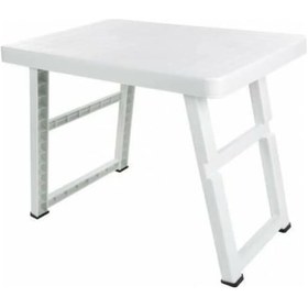 Resim Senin-Dükkanın Plastik Portatif Katlanabilir Küçük Boy Piknik Masası Beyaz 