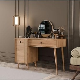 Resim 2244 Love Aynalı(AHŞAP AYAKLI) mdf Profil Çerçeveli Çekmeceli-kapaklı 120cm Makyaj Masası Sepet Yunus 