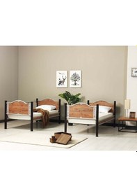 Resim Argimo Argimo İnci Genç Çocuk Odası Ahşap Başlıklı Metal Ranza ve Karyola 90 x 200 CM Yatak Ölçülü 