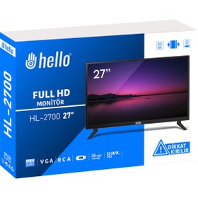 Resim Hello HL-2700 27'' Audio IN-RCA-VGA-HDMI-USB 12 Volt Adaptörlü Full HD Led Monitör 