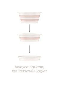 Resim Katlanır Çamaşır Sepeti 25 Lt Çamaşır Selesi Akardiyon Pembe Pembe 