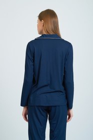 Resim Moda Clubu Bebe Yaka Lacivert Pamuklu Pijama Takımı 