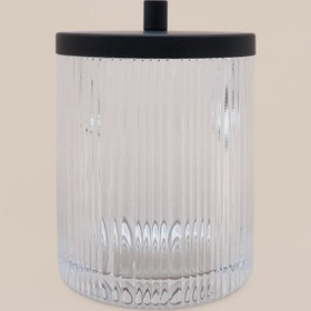 Resim Kristal Desenli Saydam Cam Banyo Kavanozu, Pamukluk - Saydam 