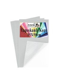 Resim Beyaz Yapışkanlı Keçe 35x50 Cm 3 Adet 2.0 Mm Kendinden Yapışkanlı Renkli Hobi Keçesi Elişi Keçe Kumaşı Anasınıfı 