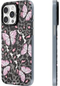 Resim İphone 14 Pro Max Uyumlu Kılıf Magsafe Özellikli Kelebek Desenli Youngkit Shadow Dance Serisi Gri 