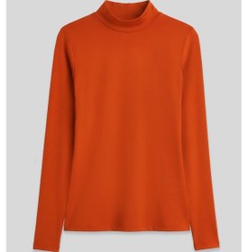 Resim Tommylife Oranj Balıkçı Yaka Basic Uzun Kollu Kadın Body - 97306 Turuncu 