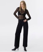 Resim Twist Sloganlı Wide Leg Fit Siyah Kadın Jean Pantolon Tw6250018023 Siyah 