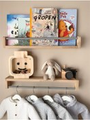Resim Jaju Baby Gri Çıtalı 50 Cm Çocuk Odası 2`li Montessori Kitaplık Raf Mobilya 