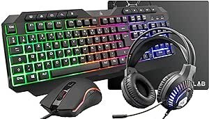 Resim THE G-LAB - Combo Plütonyum – 4'ü 1 arada oyun paketi – Oyun klavyesi RGB oyuncu faresi 3200 DPI, oyun kulaklığı, kaymaz fare altlığı – PC PS4/PS5/Xbox 