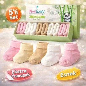 Resim Novibaby 5'li Bambu Yenidoğan Bebek Çorap I Sweet I 0-6 Ay 