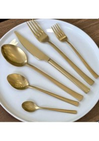 Resim Roy King Mercan 36 Prç Mat Gold Çatal Kaşık Bıçak Takımı RSK 004 Altın 