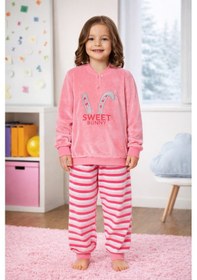 Resim Kız Çocuk Kadife Pijama Takımı 1667 Pembe01 Pembe01 