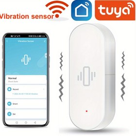 Resim Tuya WiFi Akıllı Titreşim Sensörü Ev Güvenlik Koruma Smart Life Uygulaması Gerçek Zamanlı Uzaktan İzleme Cam Sensör Alarm Bildirimi 