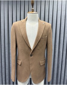Resim Avni Ceylan Erkek Kahverengi Desenli Dokuma Kumaş Tek Düğme Blazer Ceket 