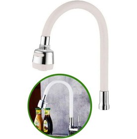 Resim Renkli Silikonlu Oynar Başlıklı 2 Fonksiyonlu Spiral Musluk Başlığı - Beyaz 5358 