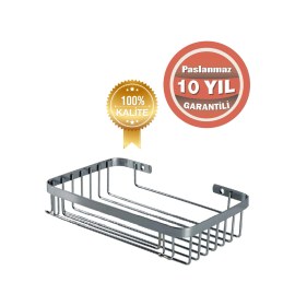 Resim Çelik Banyo Paslanmaz Çelik Taci 1 Li 23x15 Cm Şampuanlık Köşe Süngerlik Krom 