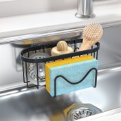 Resim Paslanmaz Çelik Lavabo Rafı - Çift Montaj, Matkap Gerektirmeyen Mutfak Düzenleyici Süngerler, Bezler & Fırçalar İçin - Mutfak ve Banyo için Musluk Asma Süzgeç Rafı 