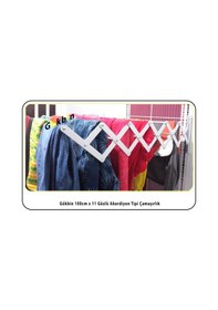 Resim 100cmx11Gözlü Alüminyum Akordiyon Çamaşırlık Askısı Kurutmalık Gri - Gümüş 