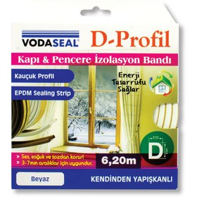 Resim Kapı Pencere Bandı D Profil 6,25 mt Beyaz 