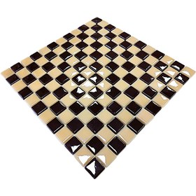 Resim MozaiKristaL Tüm yüzeyler için 25x25mm Kahverengi-Krem Damalı, 31,5x31,5cm Fileli Cam Mozaik. (1m2 Fiyatıdır) 