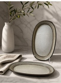 Resim 2 Li Oval Kayık Tabak / Servis Tabağı / Sunum Tabağı / Meze Tabağı / Uzun Oval Tabak Cortado Spiral Diğer 