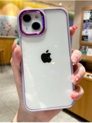 Resim Ceponya Iphone 13 Uyumlu Akrilik Kaplama Şeffaf Renkli Lens Koruma Çerçeveli Moda Luxury Kılıf 