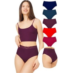 Resim Cottonhill Basic Yüksek Bel Lazer Kesim Bikini Külot 5'li Paket Asorti 1 Çok Renkli 