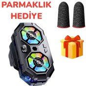 Resim RabbitTech Çift Fanlı Soğutucu RGB Led Işıklı Isı Derece Göstergeli Gaming Live Cep Telefon Soğutucu Radyatörü 