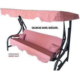 Resim 3 Kişilik Salıncak Minder Seti Süngersiz Kılıfı Gül Kurusu Bahçe (547462470) 