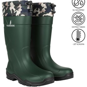 Resim El Biz Konçlu PU Uzun Avcı Çizmesi - Su Geçirmez - Kaymaz Taban - Thermoking - Balıkçı Çiftçi Çizme 