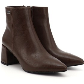 Resim Gönderi R Kahverengi Fermuarlı Sivri Burun Kalın Topuklu Bot kahverengi 