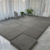 Resim 12 Adet Set, Oturma Odası İç İçe Geçmeli Peluş Halı Karoları, Makinede Yıkanabilir Yatak Odası Pencere Önü Halısı, 29,97x29,97 cm, Ofis Kullanımı, Noel Tatili Dekoru, Polyester %10, EVA %90, Sadece Elde Yıkama 