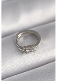 Resim 316l Çelik Gümüş Renk Kare Zirkon Taşlı Tragus Piercing Çok Renkli 