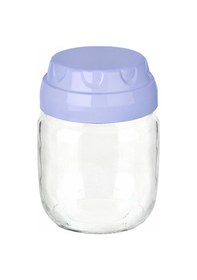 Resim Vintage Dekoratif Cam Kavanoz 425ml - 14,3 Oz Mavi 
