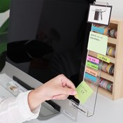 Resim 1 adet Monitör Mesaj Panosu, Akrilik Bilgisayar Ekranı Yapışkan Not Panosu Memo Beyaz Tahta Mobil Telefon Tutucu İş Kartı Tutucu 