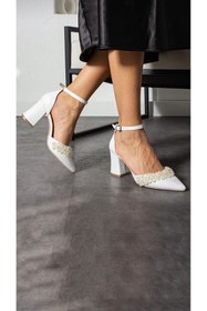 Resim Holdays İnci detaylı beyaz gelinlik ayakkabısı 