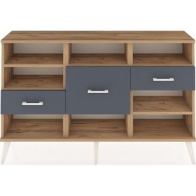 Resim Arges Konsol 5 Raflı 3 Çekmeceli 132x30x83 Çam-çam/antrasit Çam/antrasit 