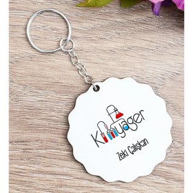 Resim Hediye Dükkanı Kişiye Özel Kimyager Ahşap Anahtarlık 