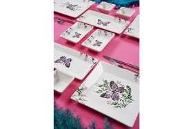 Resim Piatti Naturali 12 Parça 4 Kişilik Kelebek Kahvaltı Takımı Handmade Kahvaltılık Sunum Seti Servis Tabakları 