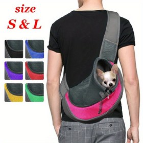 Resim Pet Dog Sling Carrier Nefes Alabilen Ağ Seyahat Crossbody Çanta Köpek Yavrusu Kedi Yürüyüş Kampı için 