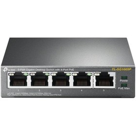 Resim Tp-Link 5 Port 4 Port Poe+ 10-100-1000 Mbps Switch Çelik Kasa Masaüstü 5-port Gigabit Switch 