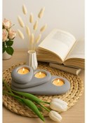 Resim 3 Lü Tealight Mumluk Taş Görünüm Set Doğal Ve Dekoratif & Hediyelik Gri 
