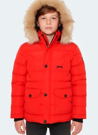 Resim Slazenger NAPOLI Unisex Çocuk Kapüşonlu Şişme Kırmızı Mont & Kaban 