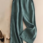 Resim Kadınlar İçin Yüksek Bel Zeytin Yeşili Geniş Paça Pantolon - Şık Düz Renk Daralan Bacaklı Kemer Halkalı Çekmece, Buruşmaz ve Makinede Yıkanabilir, İlkbahar/Sonbaharda Günlük ile Resmi Giyim için, İnce Uzun Boyutlu Rahat Her günkü & Formal Outfitler, Şeffaf Ağır Olmayan Malzeme Akıcı Siluetle, Casual Geziye uygun, Kaygan Elastik Bel Bandıyla Bol Doğrudizayn, Çok uzun boy 