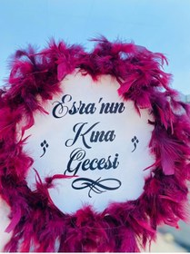 Resim Genel Markalar Bordo Tüylü Gelin Tefi, Kına Tefi (22 Cm) 