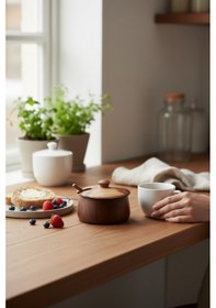 Resim Akayev Akasya Kaşıklı Baharatlık Kahverengi 