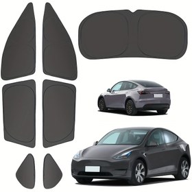 Resim Model Y 2019-2024 için Yan Cam Arka Cam Üçgen Pencere Güneşlik Kamp için Uygun, Güneş UV ve Gizlilik Koruma 7 Parça Set 