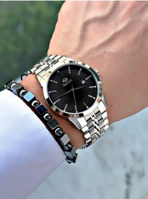 Resim Bentini Takvimli Erkek Kol Saati – Çelik Kasa Ve Kordon, 3 Atm Su Geçirmez, 2 Yıl Garantili, Hediye Bileklik 